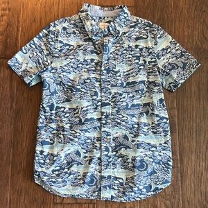 Boys short sleeve button down Shark print
